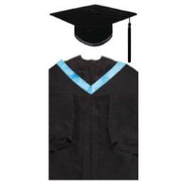 設計教育大學教育學院教育學士畢業袍  黑色灰泥板帽黑色辮子和流蘇 淺藍色披肩 學士畢業袍製衣廠DA198 設計教育大學教育學院教育學士畢業袍  黑色灰泥板帽黑色辮子和流蘇 淺藍色披肩 學士畢業袍製衣廠DA198